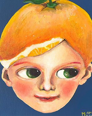 はっさくん　H180mm x W140mm（アクリル・キャンバス・パステル）