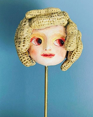 らっかセイちゃん（立体）（レジン・ラドール・油絵具•真鍮など） H150mm x W50mm X D60mm　